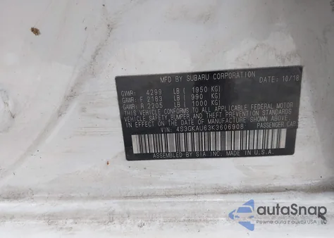 2019 Subaru Impreza 2.0I Limited из США, поврежденный, VIN 4S3GKAU63K3606908